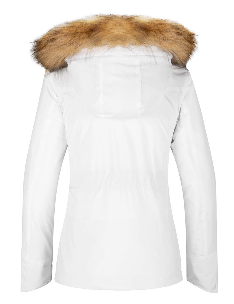 wantdo Women's Waterproof Snowboarding Jacket Hooded Fleece Winter Coats Outwear White M - Image 2